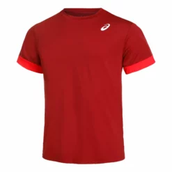 Asics Court Shortsleeve Tee T-Shirt Men - Dark Red, Red