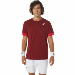 Asics Court Shortsleeve Tee T-Shirt Men - Dark Red, Red -Tennis Shop 05312000 13