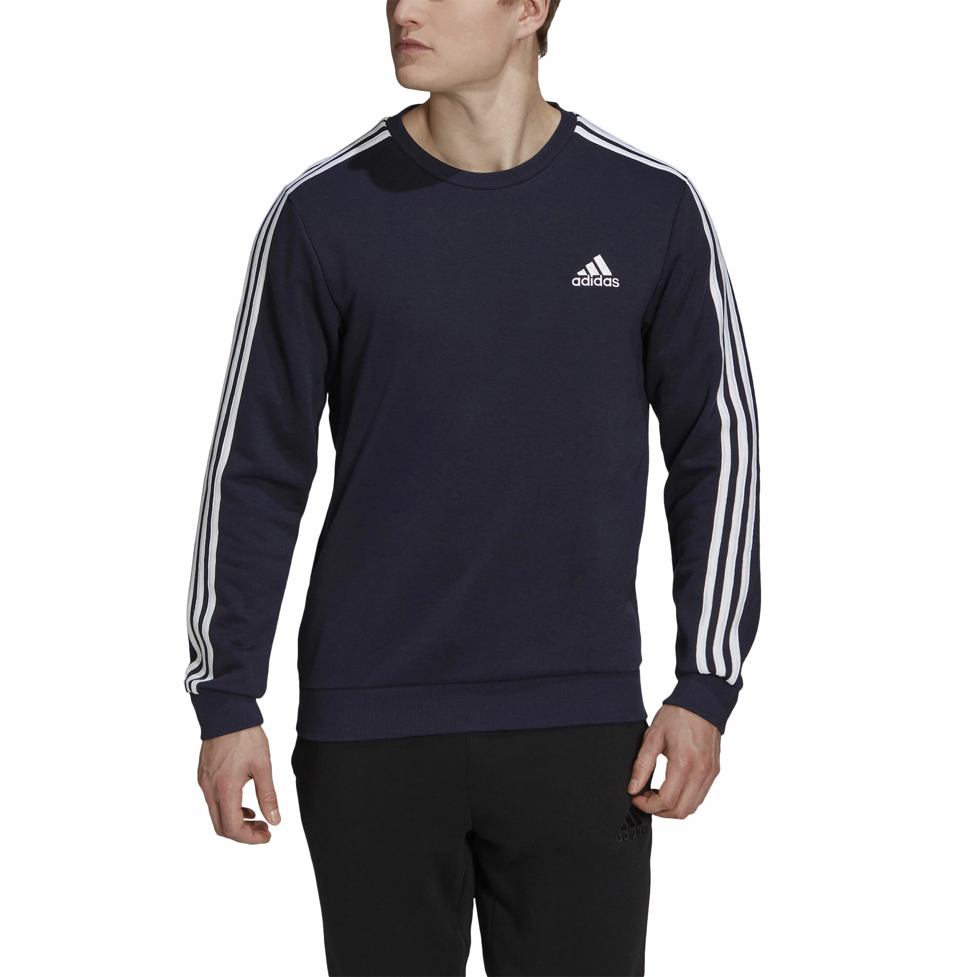 ADIDAS 3-Stripes French Terry Sweatshirt Men - Dark Blue, White 2 ADIDAS 3-Stripes French Terry Sweatshirt Men - Dark Blue, White - Image 2