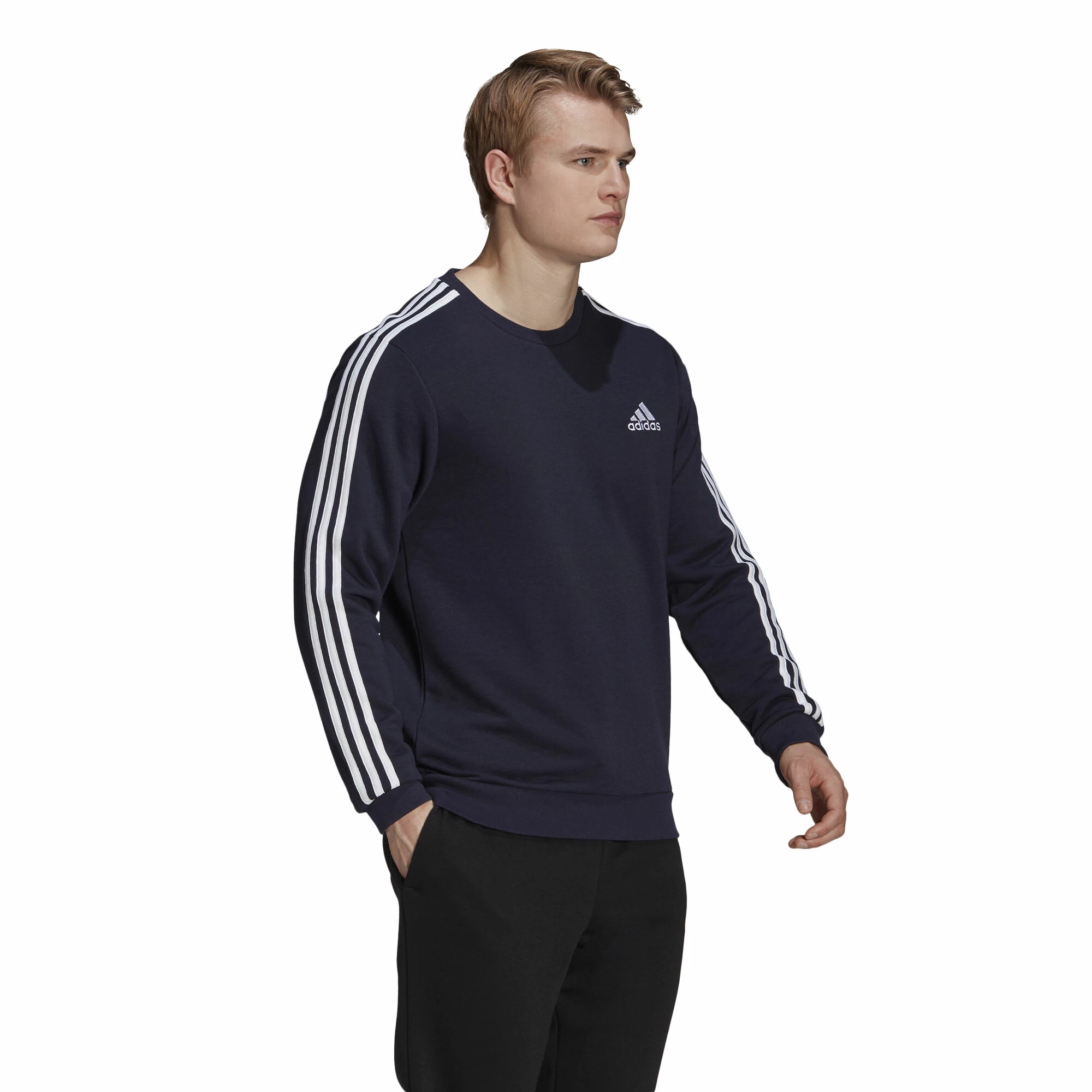 ADIDAS 3-Stripes French Terry Sweatshirt Men - Dark Blue, White 3 ADIDAS 3-Stripes French Terry Sweatshirt Men - Dark Blue, White - Image 3