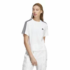 ADIDAS Essentials 3-Stripes Single Jersey Crop T-Shirt Women - White, Black -Tennis Shop 17754000 15