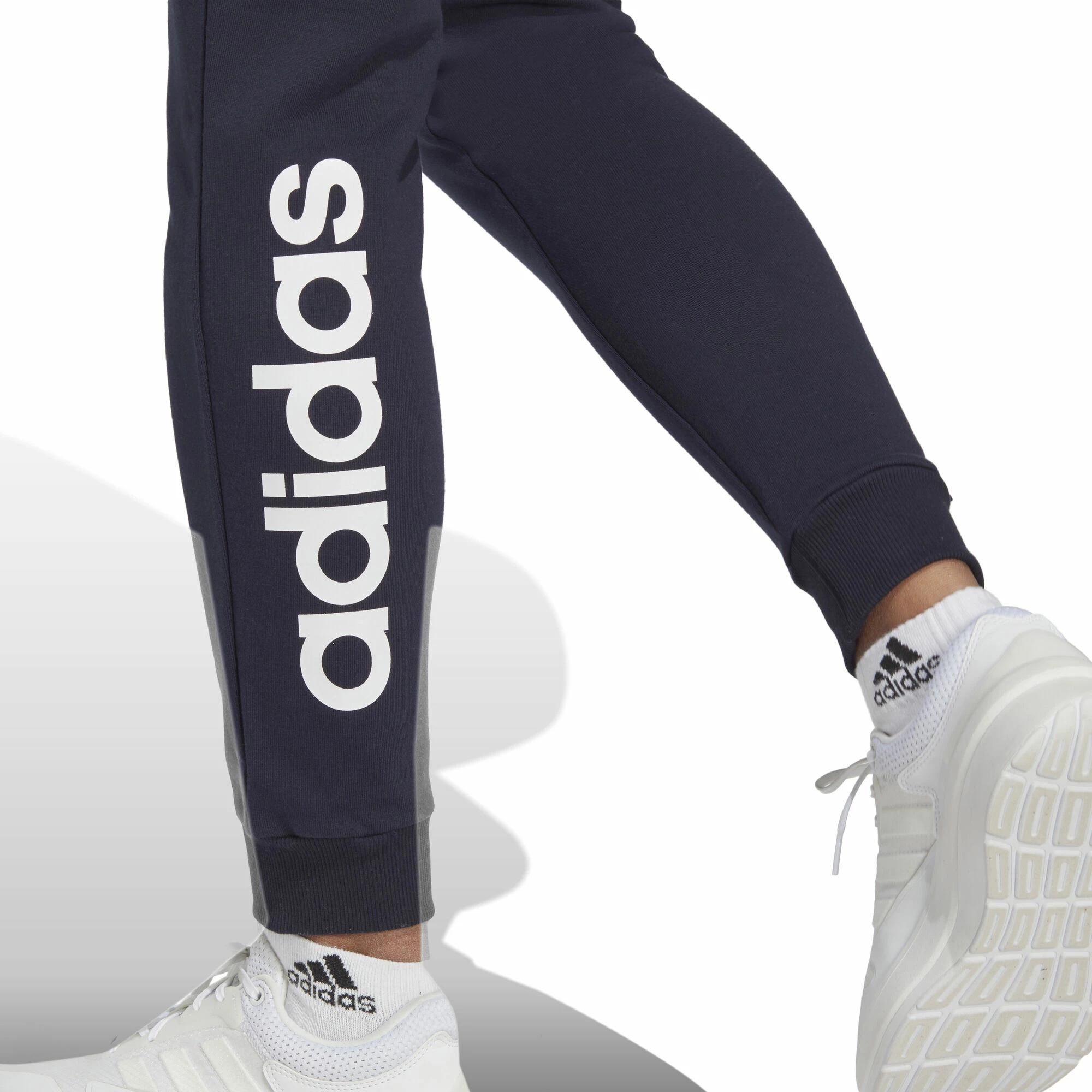 ADIDAS Essentials Linear French Terry Cuffed Training Pants Women - Dark Blue, White 4 ADIDAS Essentials Linear French Terry Cuffed Training Pants Women - Dark Blue, White - Image 4