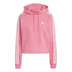 ADIDAS Essentials 3-Stripes French Terry Crop Hoody Women - Pink, White