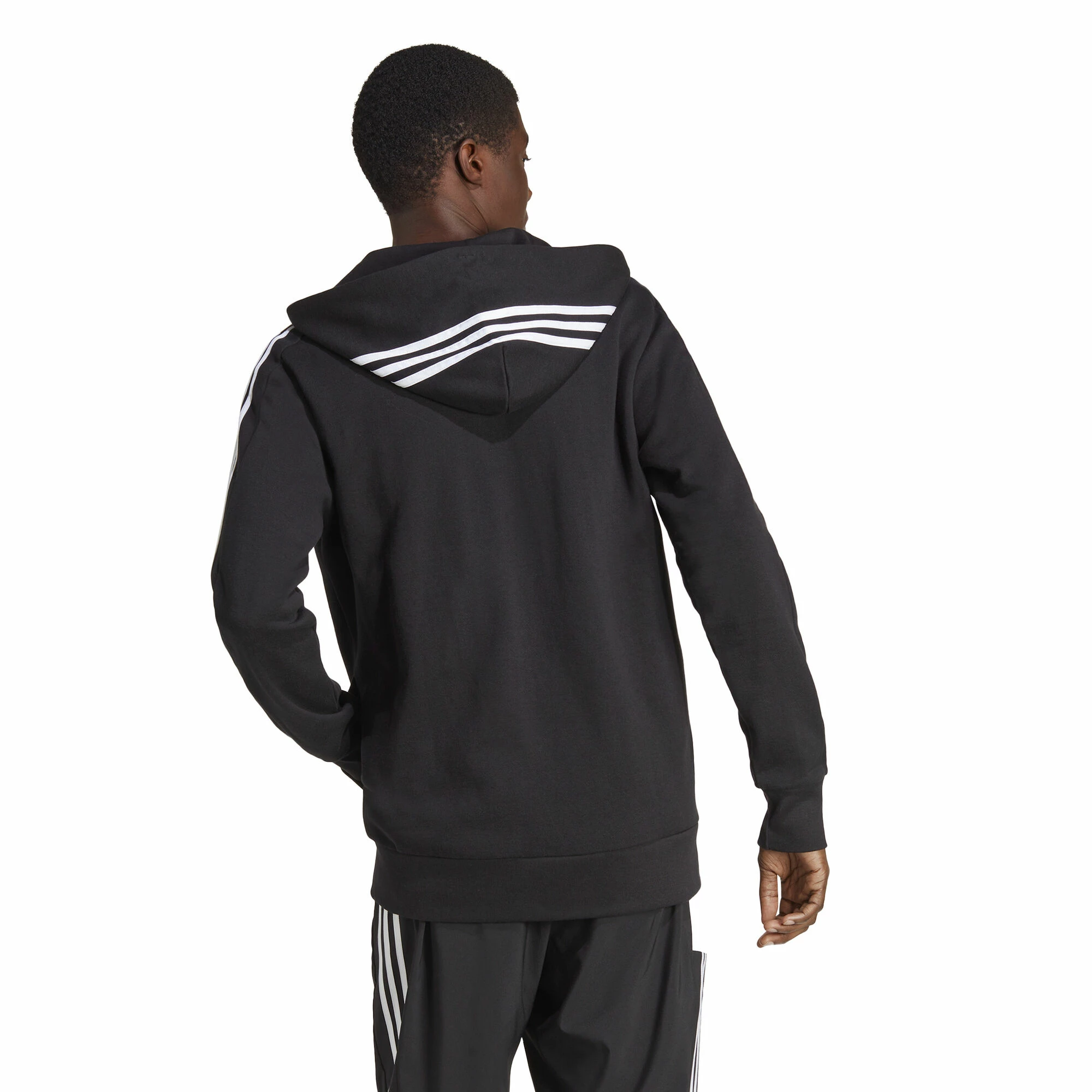 ADIDAS Essentials French Terry 3-Stripes Full-Zip Hoodie Men - Black, White 3 ADIDAS Essentials French Terry 3-Stripes Full-Zip Hoodie Men - Black, White - Image 3