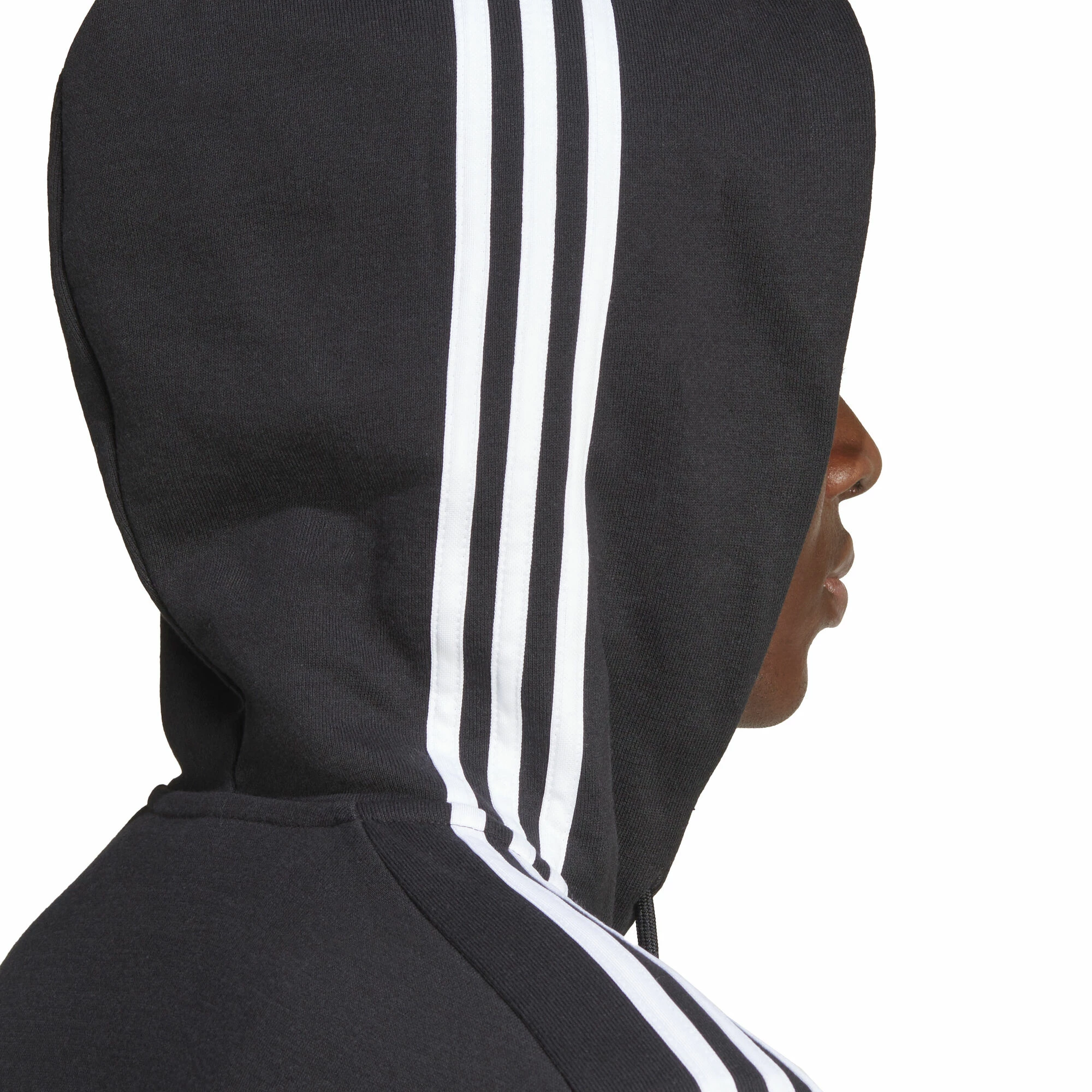 ADIDAS Essentials French Terry 3-Stripes Full-Zip Hoodie Men - Black, White 7 ADIDAS Essentials French Terry 3-Stripes Full-Zip Hoodie Men - Black, White - Image 7