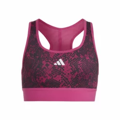 ADIDAS Training AEROREADY PowerReact Animal Print Padded Sports Bras Girls - Pink, Black